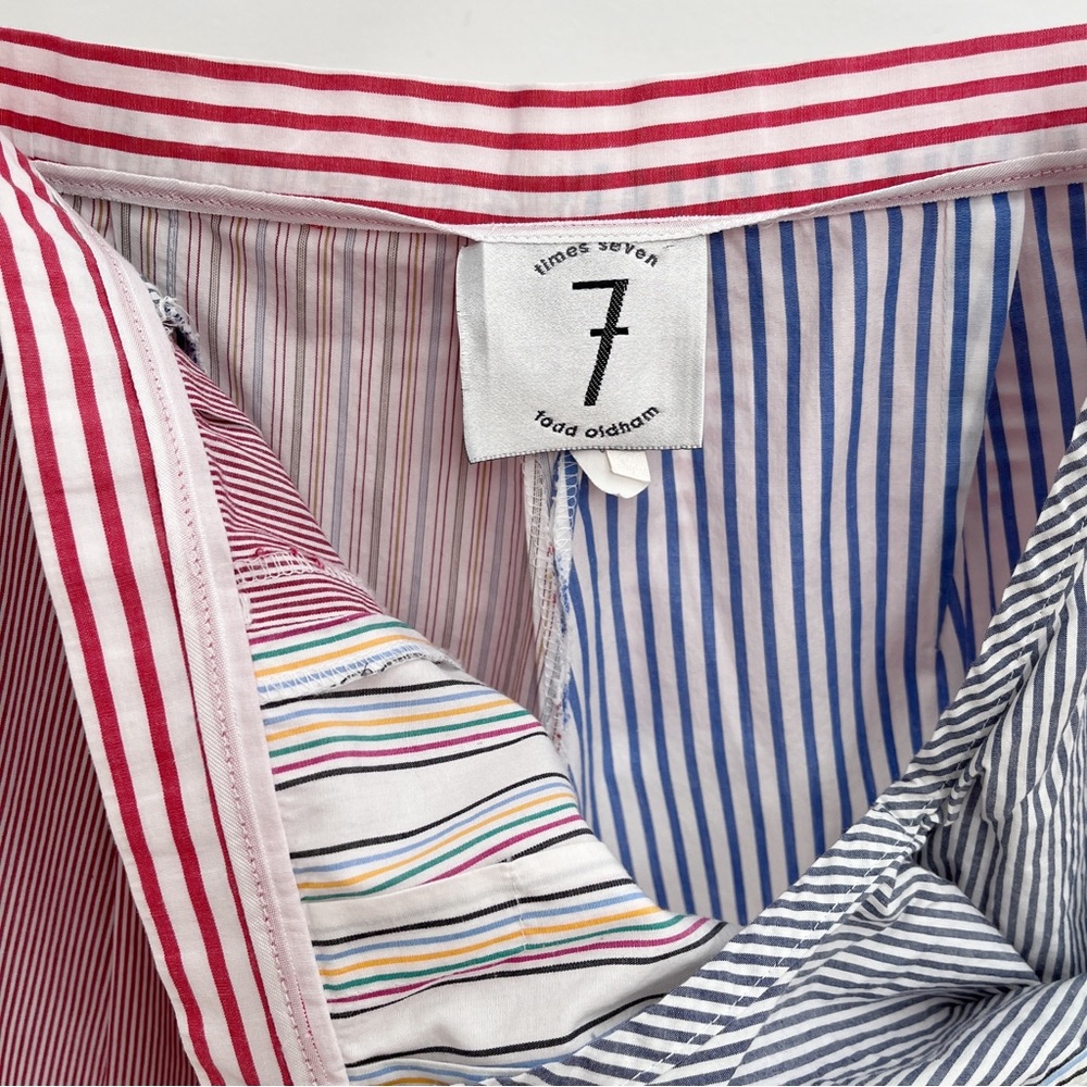 Vintage Times Seven 7 Todd Oldham patchwork shorts tie waist M stripes rare - Picture 8 of 15